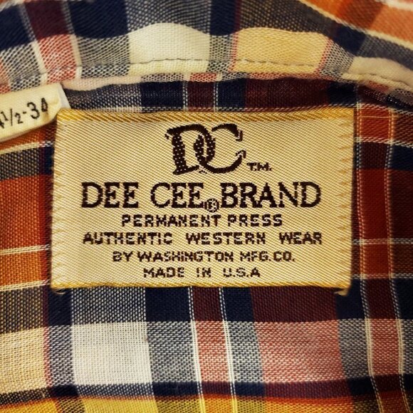 Dee Cee Pearl Snap Western Vintage USA Shirt Plaid Sawtooth Pockets 14 1/2, 34 - Picture 2 of 10